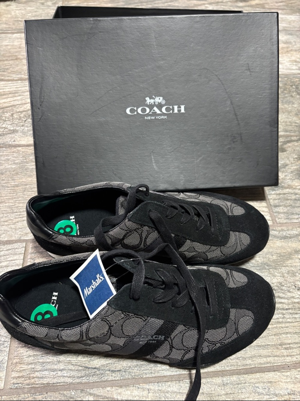 Coach Womens Black & Gray Logo Jacquard Sneakers